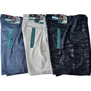 Iron Co. Mens Hybrid Cargo Pockets Shorts Size 40 Lot of 3 Camo Black Blue New